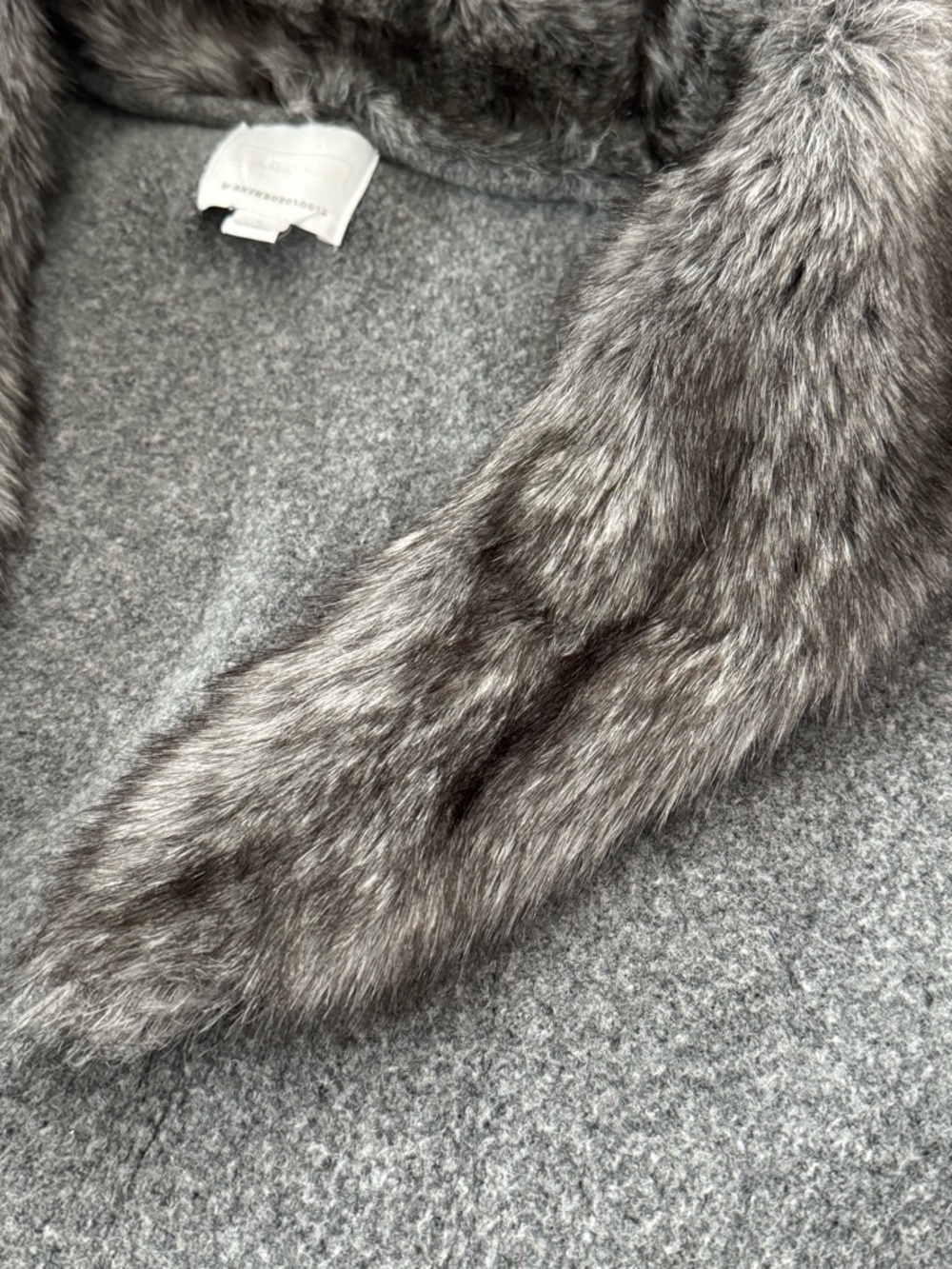Anthropologie Gray Faux Fur Collar Wool-Blend Jacket - Picture 3 of 4